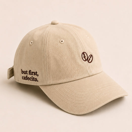 Hat "but first, cafecito.”